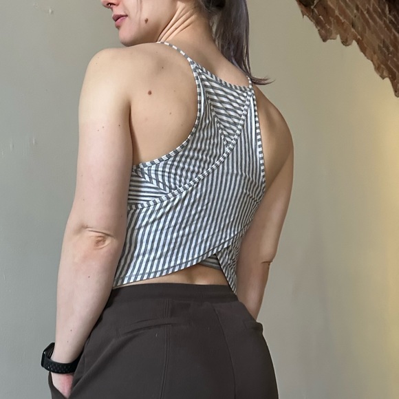 Lululemon layered racerback crop tank white and gray stripe - Picture 2 of 4